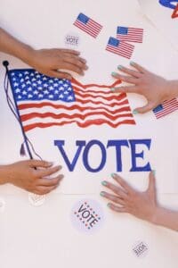 High Angle Shot of Election Banner